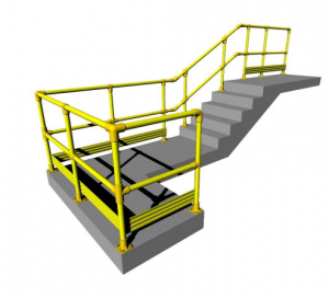 Digital drawing of stairs with GRP handrailing